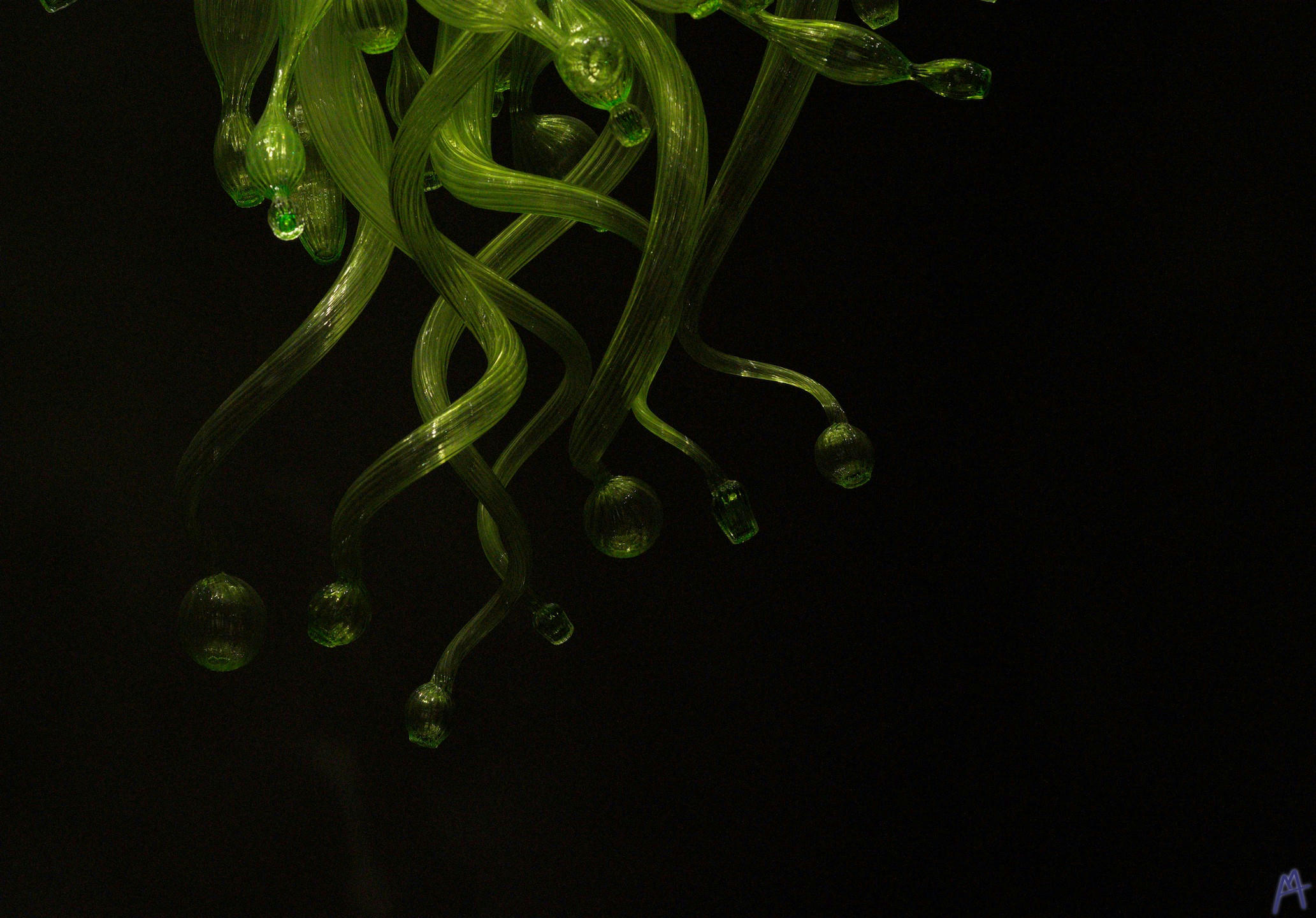 Hanging green glass tentacles